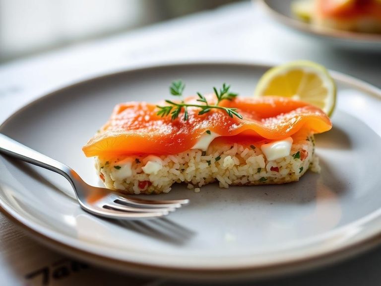 Smoked salmon and cream cheese rice cake