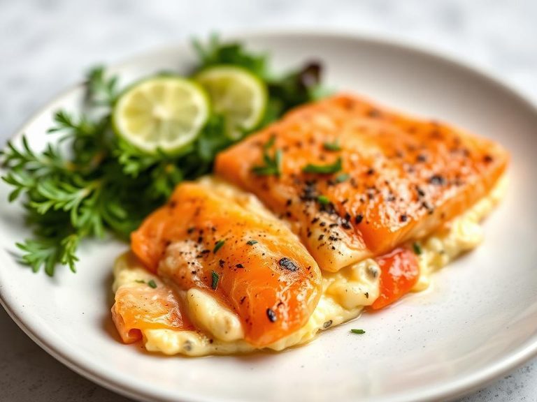 Smoked salmon and egg scramble or omelet