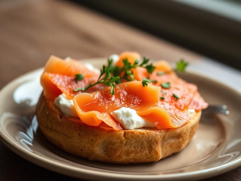 Smoked salmon bagel with cream cheese