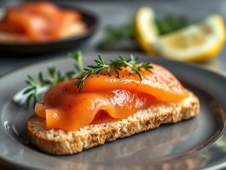 Smoked salmon on a Triscuit
