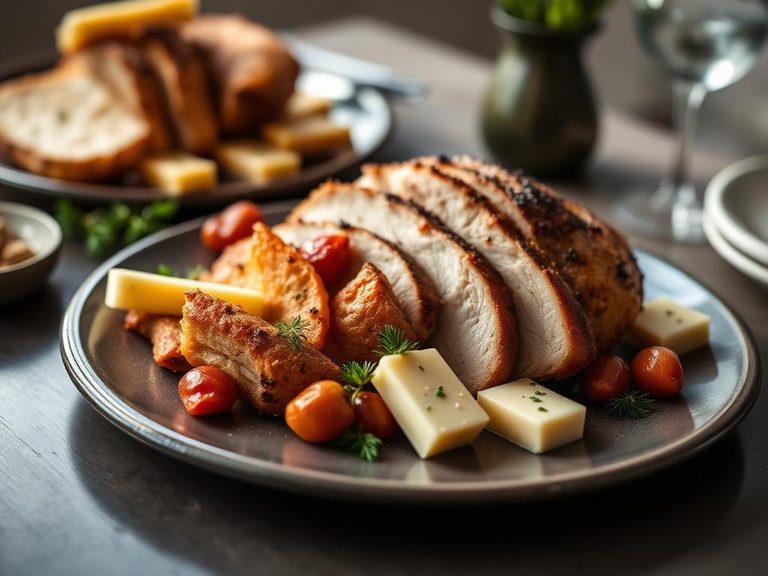Smoked turkey and cheese platter