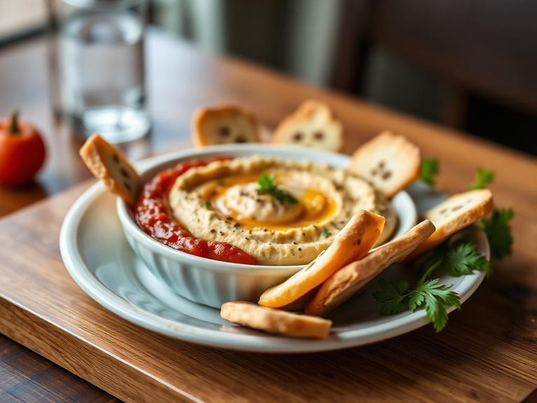 Snack with hummus or French onion dip