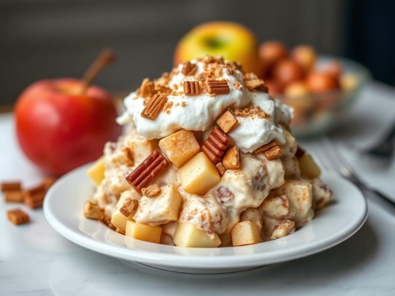 Snickers Salad (a Midwestern potluck dish with apples, pudding, and whipped topping)