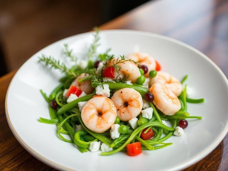 Snow pea and shrimp salad