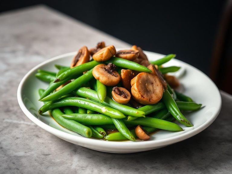 Snow Peas with Mushrooms in Oyster Sauce