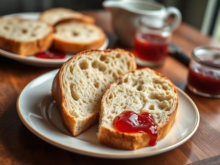 Soda bread for breakfast with jam
