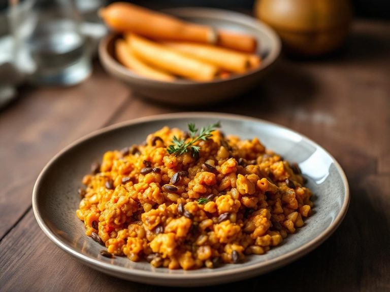 Soft-cooked lentil and carrot mash