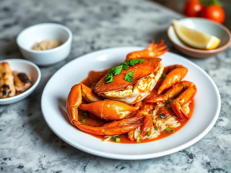 Soft-shell crab in spicy tomato sauce