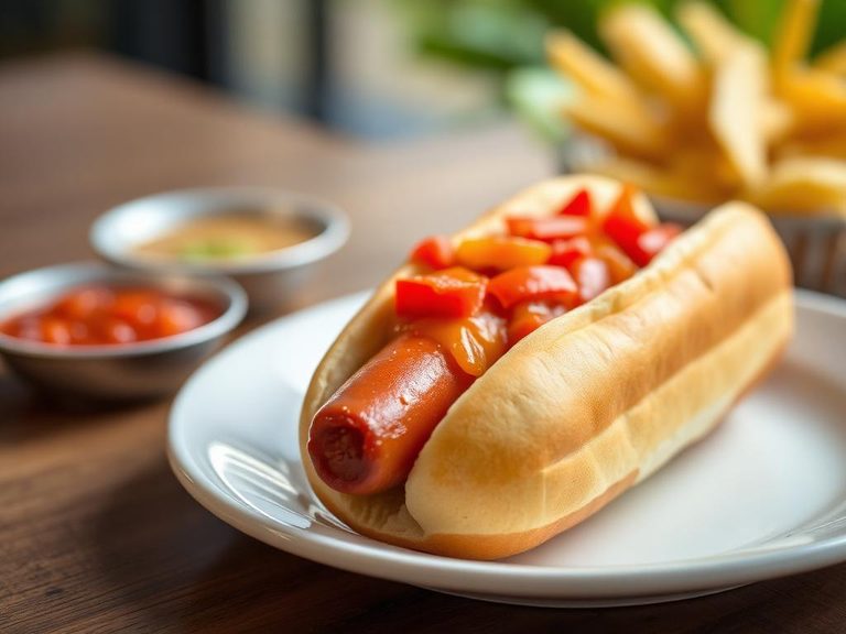 Sonoran hot dog in a bolillo roll