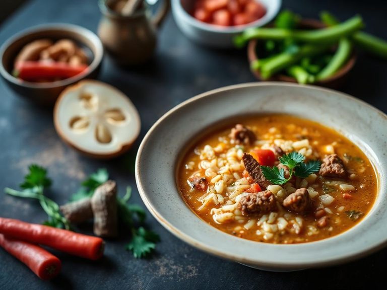 Sopa de Arroz con Salchicha