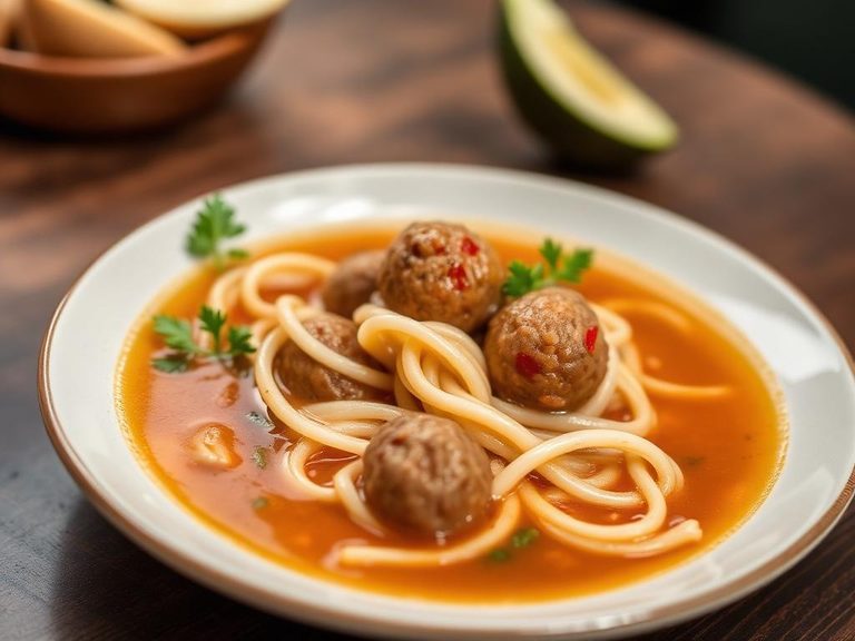 Sopa de Fideo with Meatballs