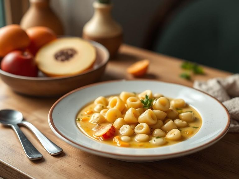 Sopa de macarrones con atún
