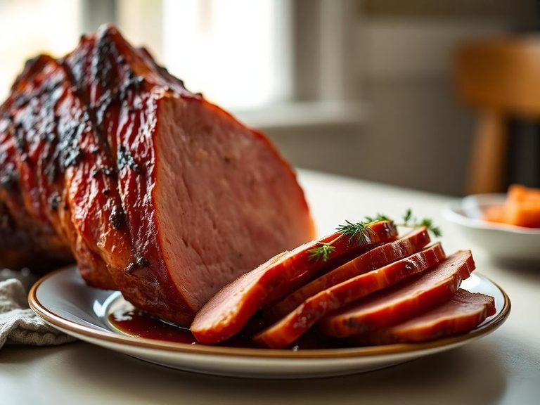 Sorghum-glazed ham