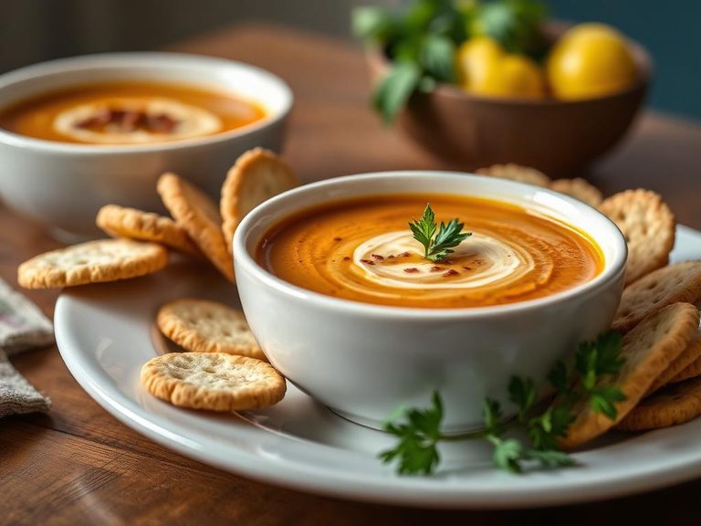 Soup and crackers