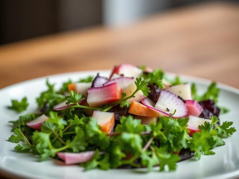 Sourdock salad with wild greens