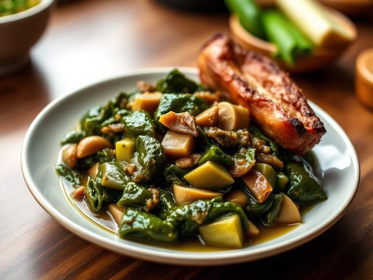 Southern-style collard greens with ham hock