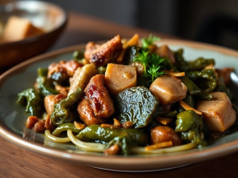 Southern-style collard greens with smoked turkey or ham hocks