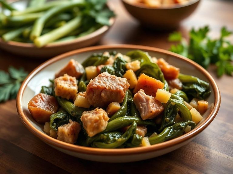 Southern-style turnip greens with ham hock