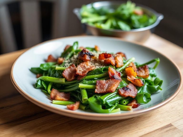 Southern U.S. dandelion greens with bacon