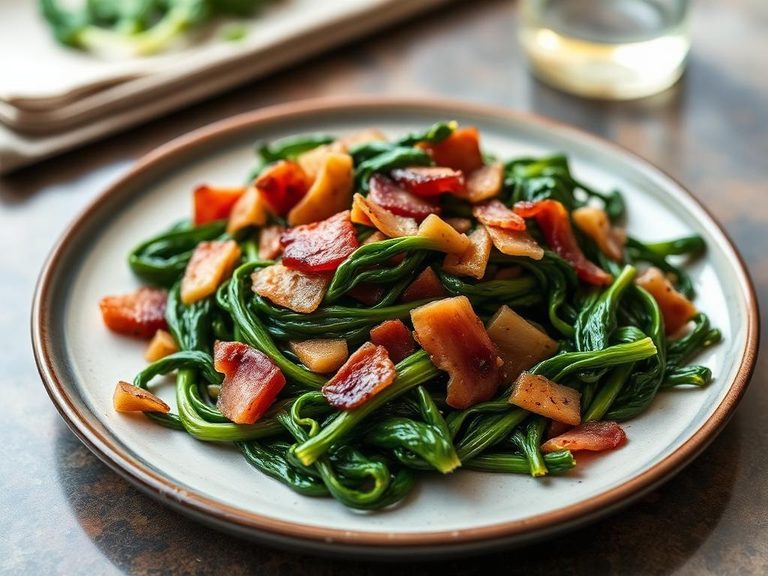 Southern US Sautéed Dandelion Greens with Bacon