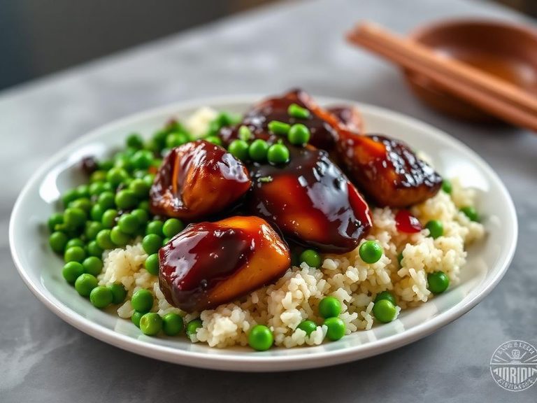Soy-Glazed Chicken with Rice and Peas