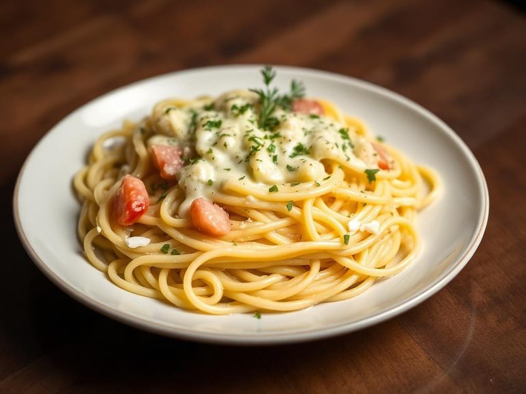 Spaghetti Squash Alfredo (creamy, cheesy, and vegetarian)