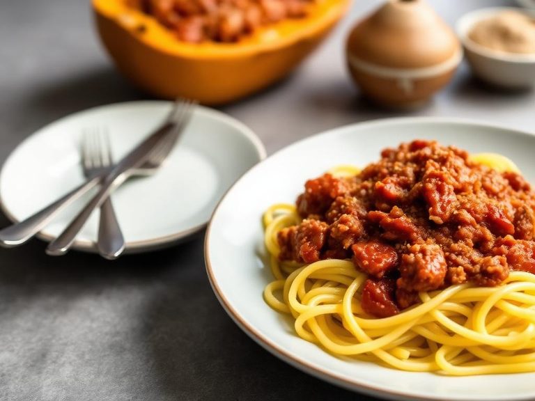 Spaghetti Squash with Meat Sauce (a low-carb alternative to spaghetti bolognese)