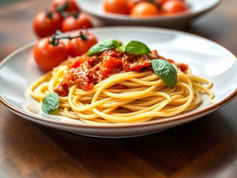 Spaghetti with Basil and Tomato