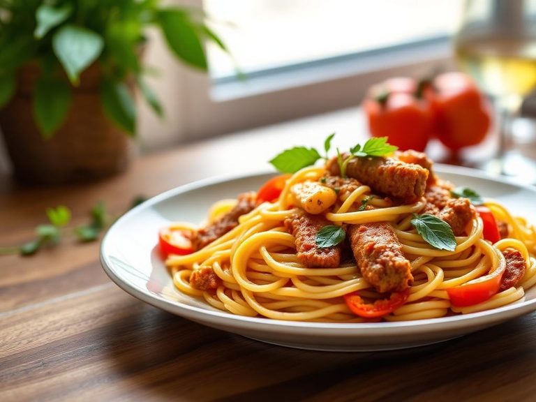 Spaghetti with Sausage and Peppers