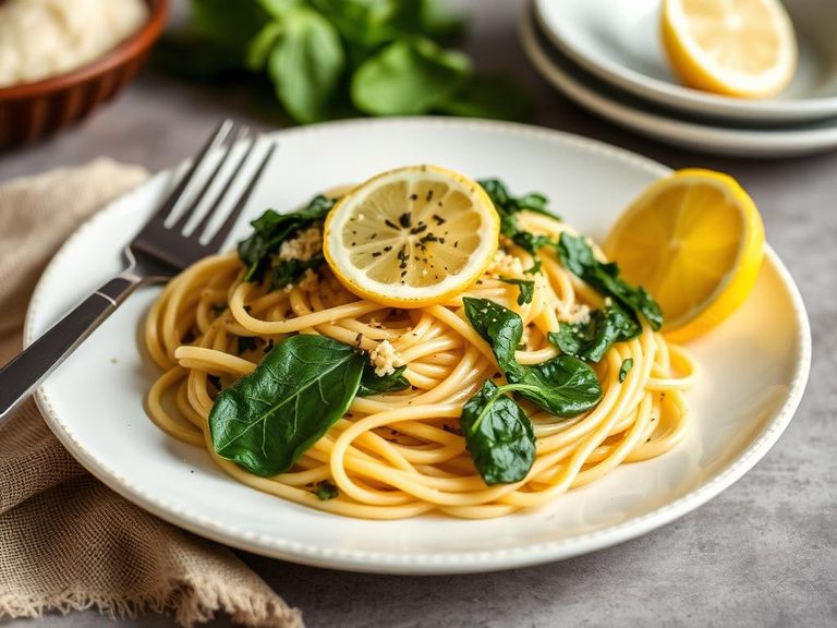 Spaghetti with Spinach and Lemon