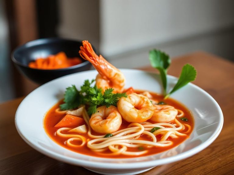 Spicy Shrimp and Tomato Noodle Soup