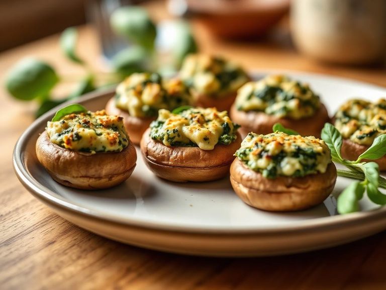 Spinach and Cheese Stuffed Mushrooms