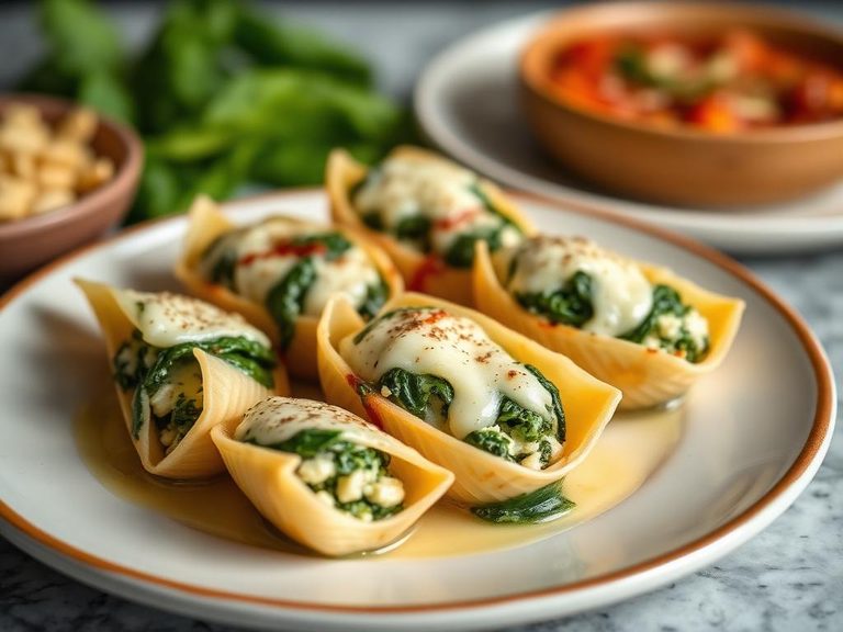 Spinach and cheese stuffed shells
