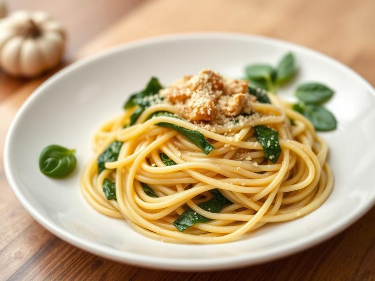 Spinach and Garlic Spaghetti