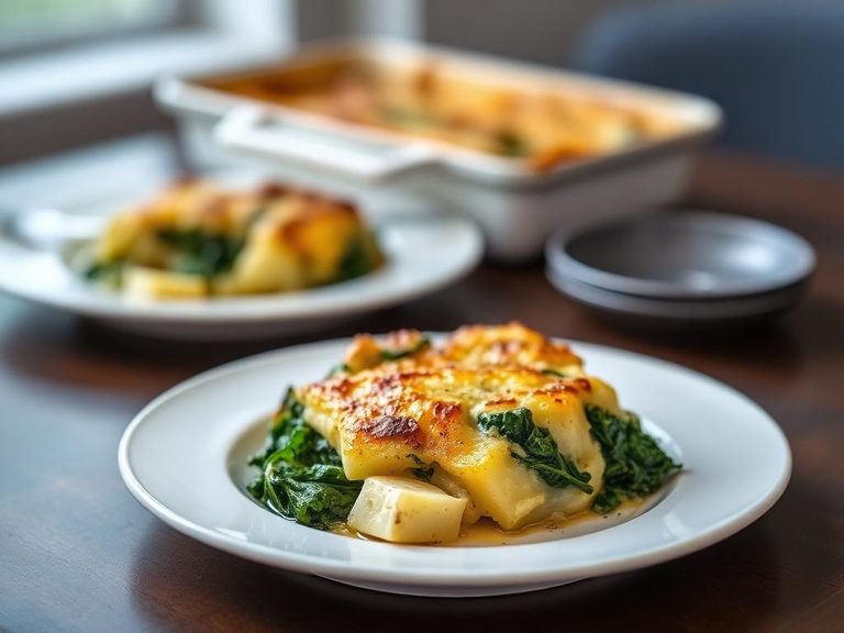 Spinach and potato gratin