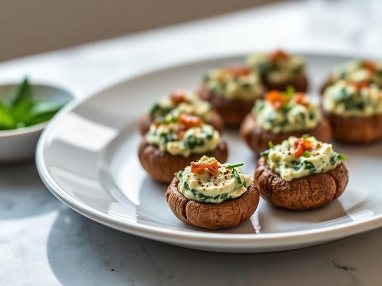 Spinach Dip Stuffed Mushrooms