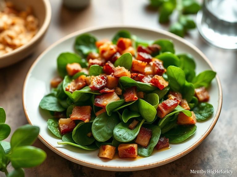 Spinach salad with warm bacon dressing