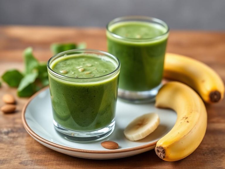 Spinach smoothie with banana and almond milk