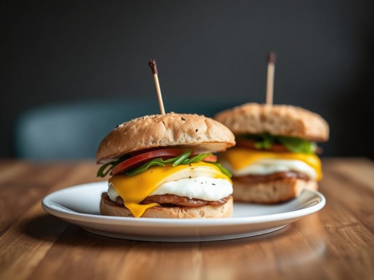 Split for breakfast sandwiches with egg and cheese