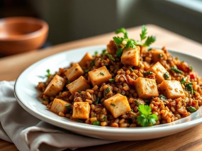 Sprouted Lentil Stir-fry with Tofu