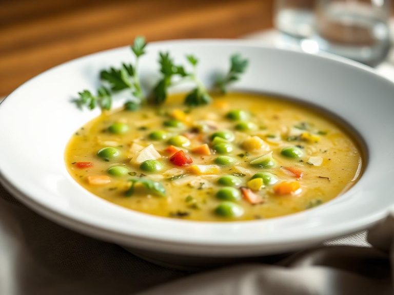 Sprouted pea and vegetable soup