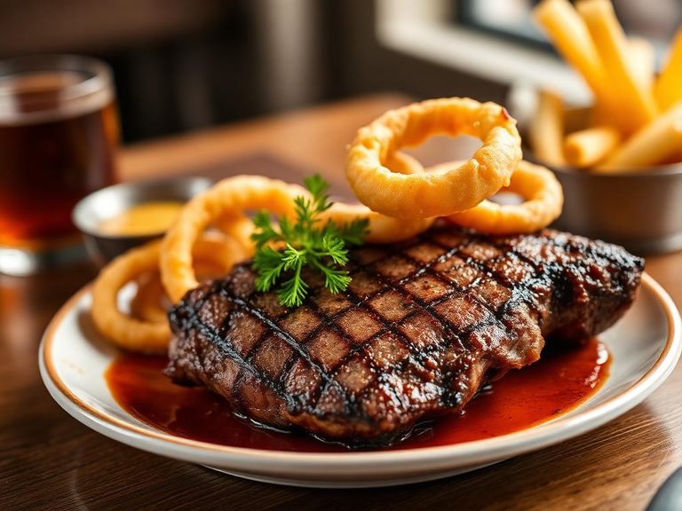Steak and onion rings