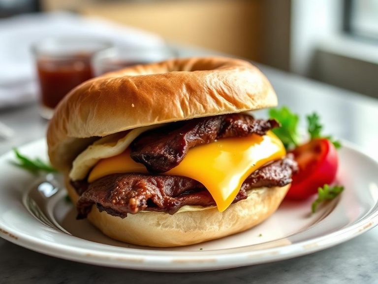 Steak, Egg, and Cheese Bagel Sandwich