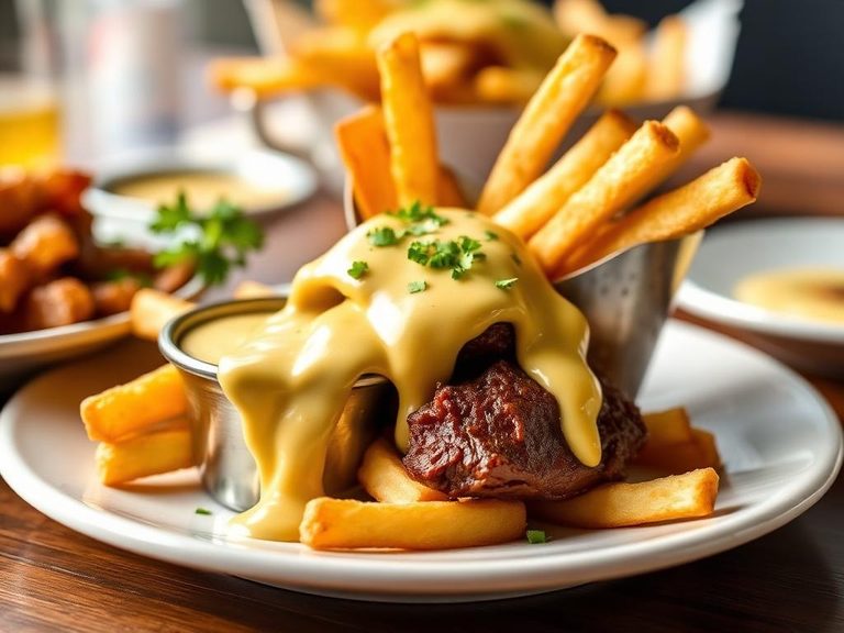 Steak Fries with Cheese Sauce
