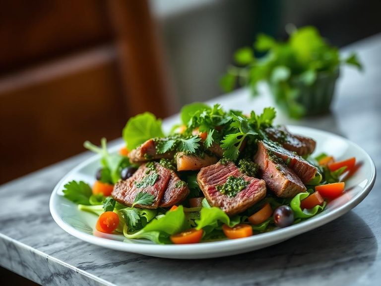 Steak salad with chimichurri (Argentinian-inspired)