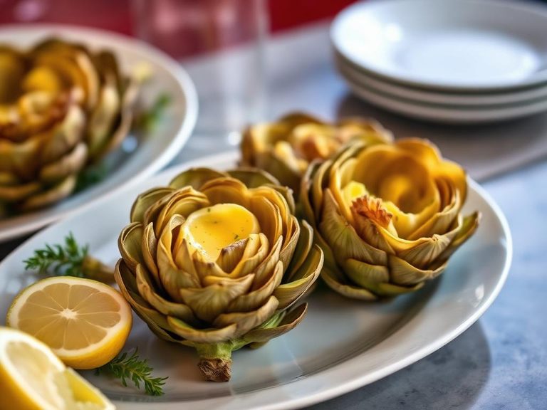 Steamed Artichokes with Lemon Butter
