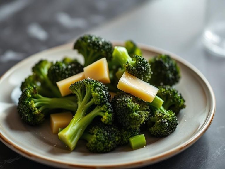 Steamed broccoli with butter and salt