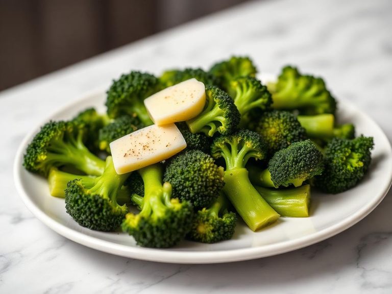 Steamed broccoli with butter
