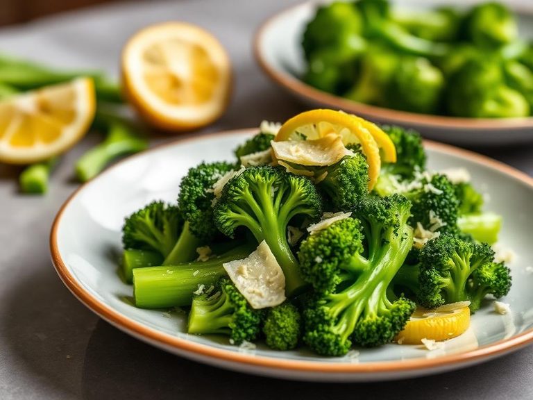 Steamed broccoli with lemon and parmesan