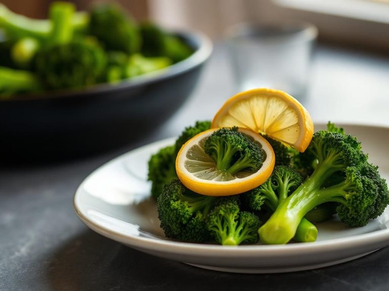 Steamed broccoli with lemon